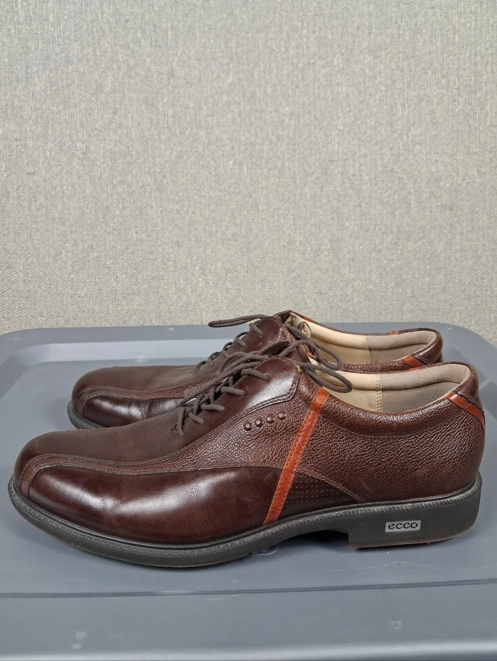 ECCO Tour Hybrid Hydromax Spikeless Golf Shoes EU 45 US 11-11.5 Brown Leather